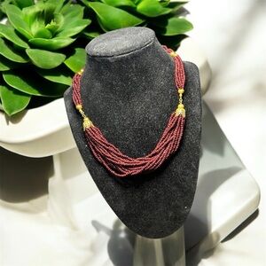 Vintage Multi-Strand brown Glass Torsade Necklace